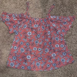 Off The Shoulder Pink Flower Top